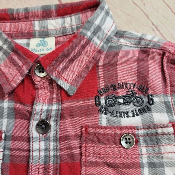 Baby Route 66 plaid button-down shirt 4T - Picture 3 of 5